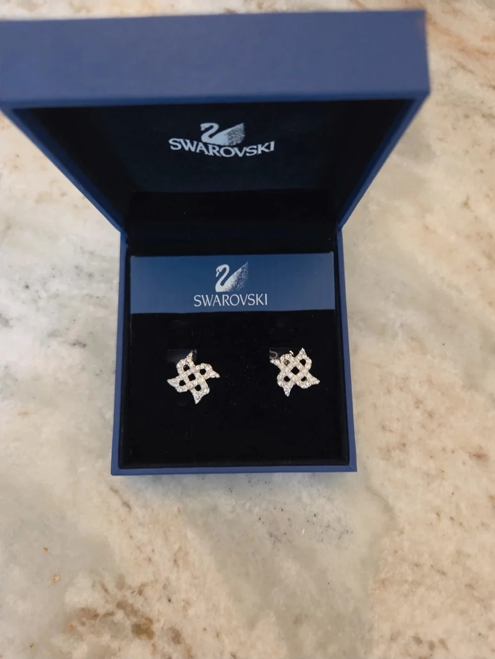 Swarovski Silver Crystal Knot Stud Earrings